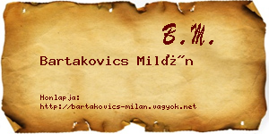 Bartakovics Milán névjegykártya